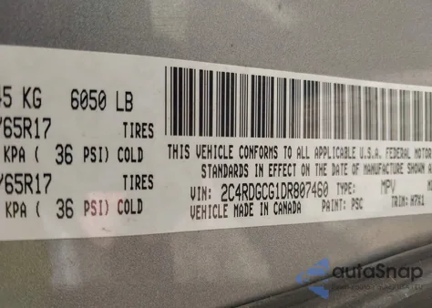 2013 Dodge Grand Caravan Sxt from USA, damaged, VIN 2C4RDGCG1DR807460